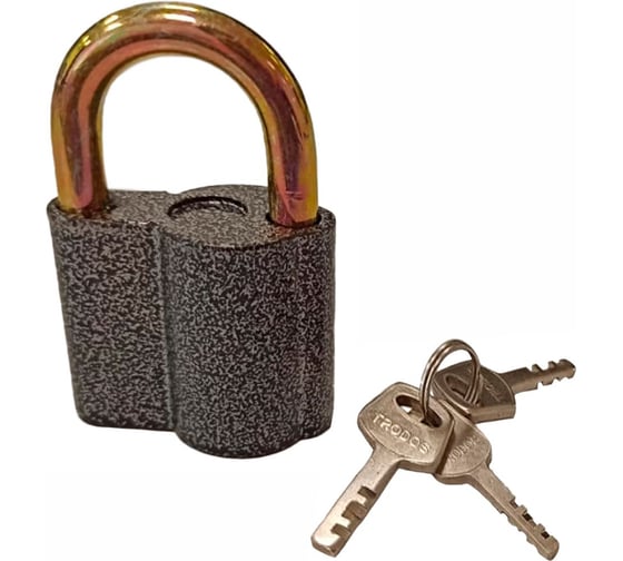 Изображение товара Замок навесной Trodos BC-AL-2-60 алюминий, шагрень серый, блистер 210334