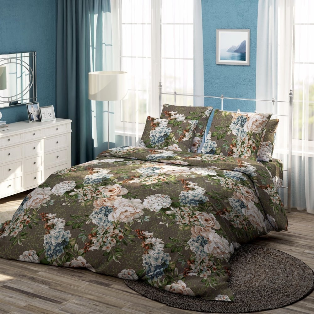 Изображение товара Комплект постельного белья Самойловский Текстиль Евро, Бязь 110 гр/м2, Шанталь, с наволочками 70/70 781552