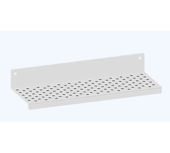 Изображение товара Полочка металлическая настенная для ванной, прихожей, гаража, мастерской Parallax 200 мм, белая лофт, из листовой стали, навесная перфорированная, загиб вниз 521WN100040200-PRF