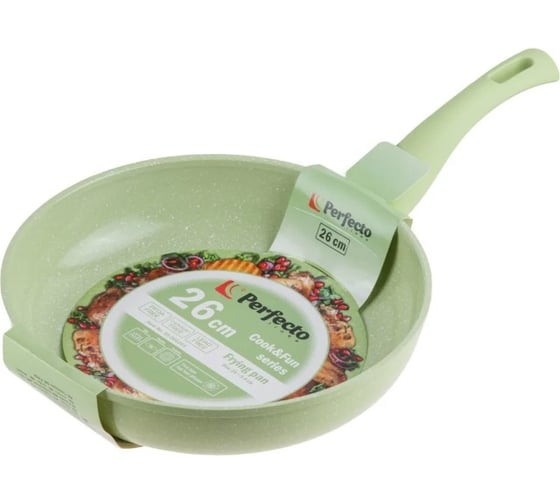 Изображение товара Сковорода PERFECTO LINEA Cook&Fun 26x5.8 см, алюминиевая, антипригарное покрытие, зеленая 55-260203