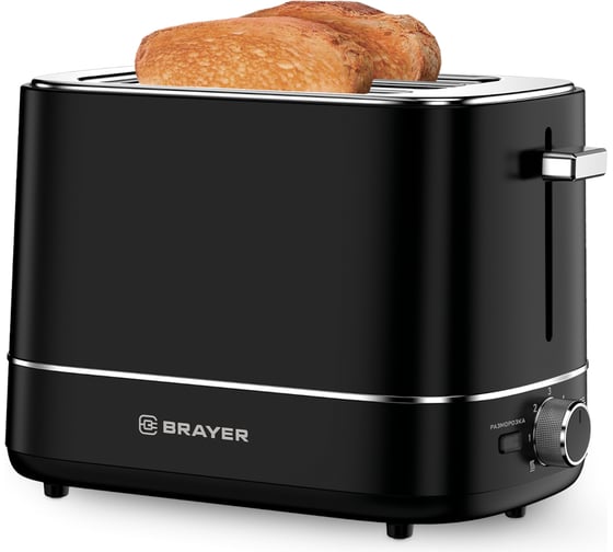 Изображение товара Тостер BRAYER 2118BR 930 Вт, 6 режимов, автоподогрев, разморозка, отмена, автоотключение, 2 тоста BR2118