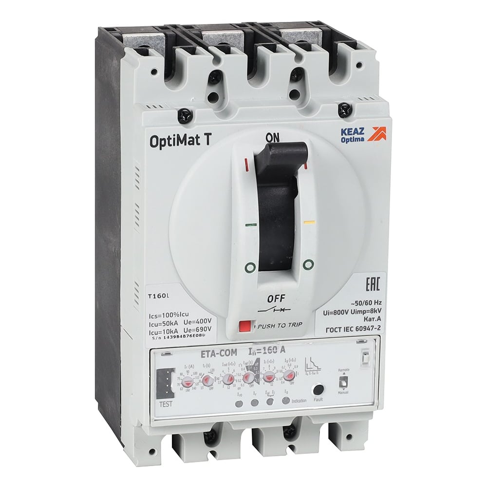 Изображение товара Автоматический выключатель КЭАЗ OptiMat T160L ETA-COM 160A 4P