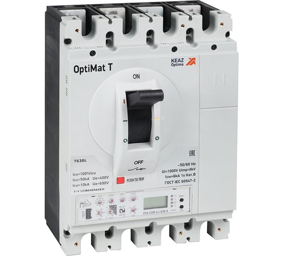 Изображение товара Выключатель автоматический КЭАЗ OptiMat T630L ETA 630A 3P 355882