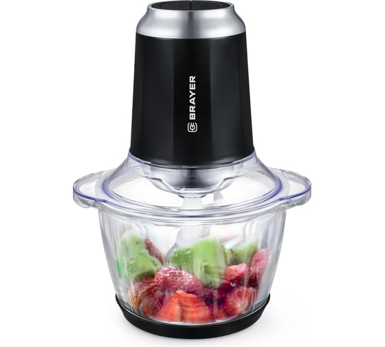Изображение товара Измельчитель BRAYER 1405BR, 600 Вт, AC мотор, стеклянная чаша 1,2 л, 4 лезвия из нержавеющей стали, 2 скорости BR1405