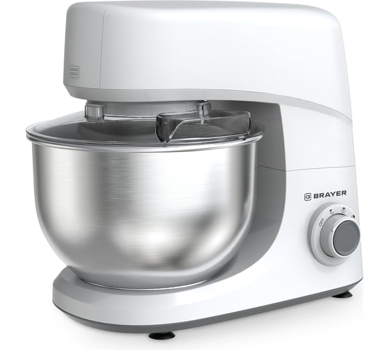 Изображение товара Кухонная машина BRAYER 1504BR, 1000 Вт, AC мотор, 3 скорости, чаша из нержавеющей стали 4 л, 3 насадки BR1504