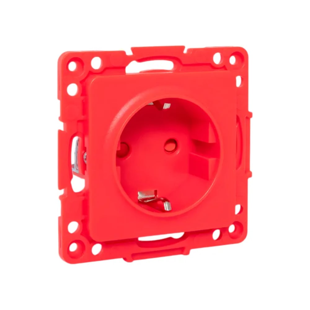 Изображение товара Механизм 1-местной розетки EKF Стокгольм с заземлением 16А IP20 красный
