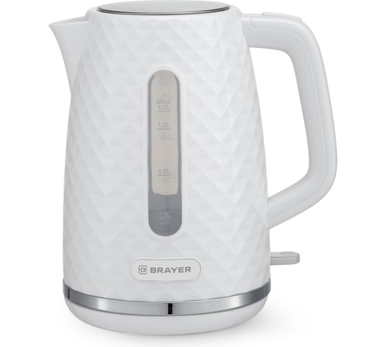 Изображение товара Чайник электрический BRAYER 6104BR-WH, 2200 Вт, 1.7 л, пластиковый корпус, STRIX, автоотключение BR6104WH
