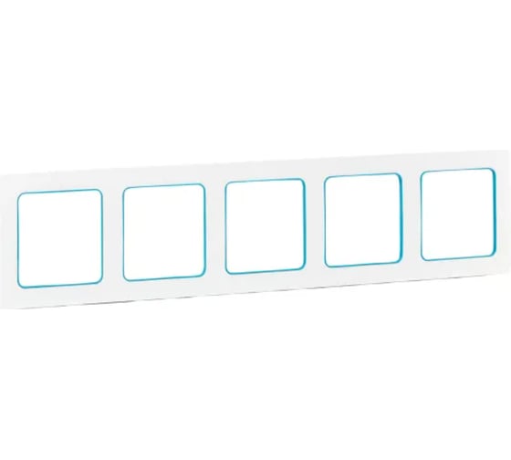 Изображение товара Рамка 5-местная EKF Стокгольм белая, с линией цвета синий EXM-G-306-30