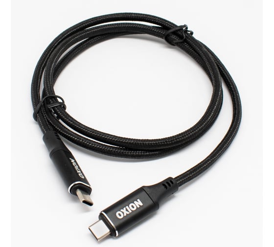 Изображение товара Кабель OXION TypeC-TypeC USB3.1, 1 м, метал. кон., ткан. оплетка, блистер, арт. OX-CM-CMUSB3.1-1M3A-1BK
