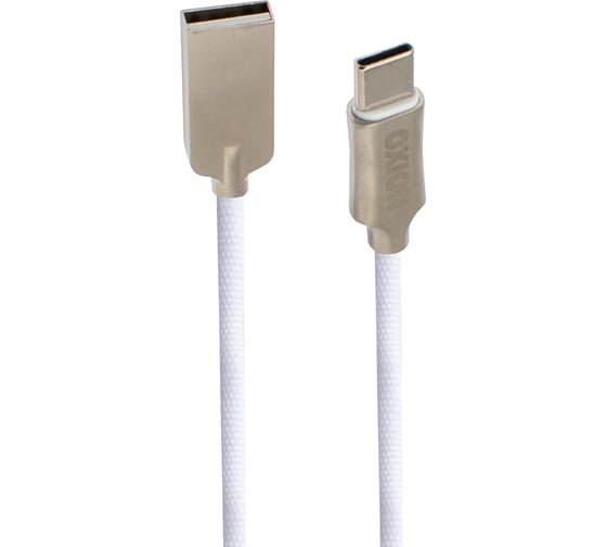 Изображение товара Дата-кабель OXION SC034TWT с возможностью зарядки для Type-C 1м в оплётке, белый, арт. OX-SC034TWT