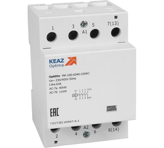 Изображение товара Контактор модульный КЭАЗ OptiDin MK-100-6304-230AC 321199