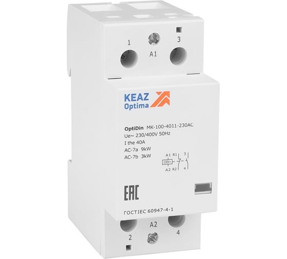 Изображение товара Контактор модульный КЭАЗ OptiDin MK-100-4020-230AC 321163