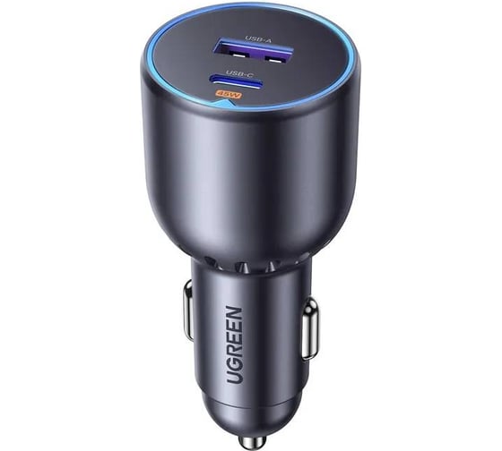 Изображение товара Автомобильное зарядное устройство EC701 63W 2-Port USB-C PD и USB-A w/o Cable Fast Car Charger без кабеля. Цвет: серый Ugreen 35023_