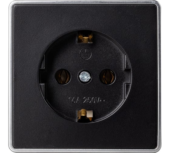 Изображение товара Розетка 1-местная Smartbuy 16А с заземлением черная Сириус SBE-07b-16-S1-Z
