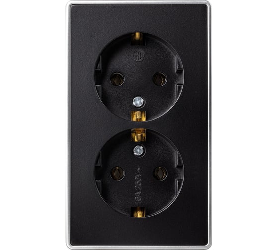 Изображение товара Розетка 2-местная Smartbuy 16А с заземлением черная Сириус () SBE-07b-16-S2-Z