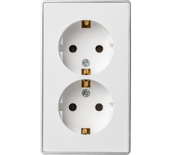 Изображение товара Розетка 2-местная Smartbuy 16А с заземлением белая Сириус SBE-07w-16-S2-Z