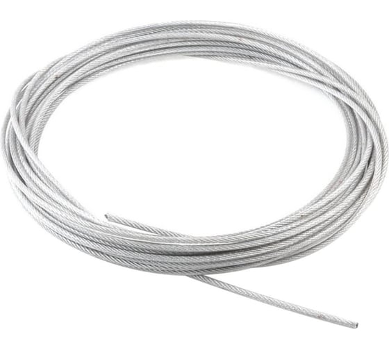 Изображение товара Трос стальной в ПВХ оцинкованный НАКРЕПКО 3/4 мм, 15 м, в пакете 218102