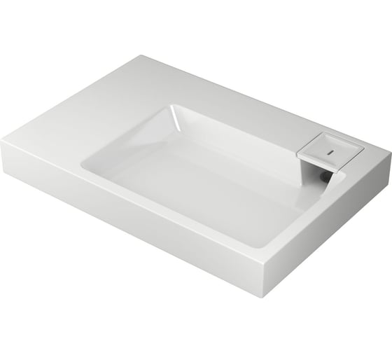 Изображение товара Комплект Bauedge BAU 4 в 1: раковина над стиральной машиной BAU Hotel Pro 80х55, литьевой мрамор, кронштейны, сифон и смеситель Dream, нержавеющая сталь XMY0037