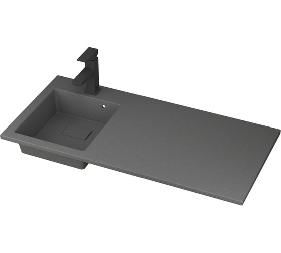 Изображение товара Комплект Bauedge BAU 4 в 1: раковина над стиральной машиной BAU Stil 100, кварцевая, в комплекте с кронштейнами, донной крышкой и переливом, левая, цвет серый XMY0108