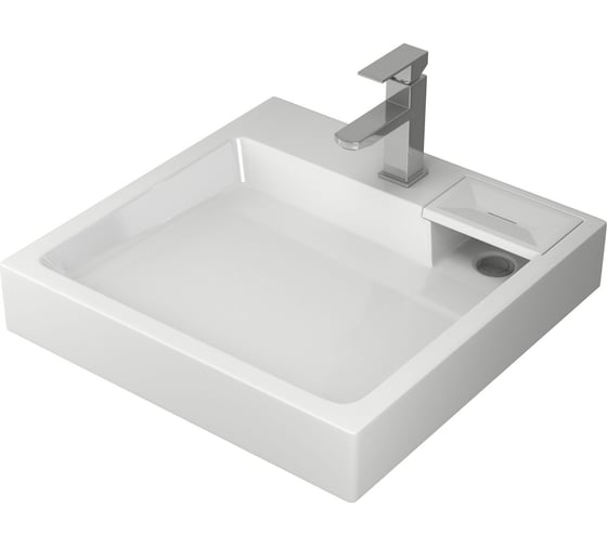 Изображение товара Комплект Bauedge BAU 4 в 1: раковина над стиральной машиной BAU Stil 60х60 литьевой мрамор, кронштейны, сифон и смеситель Hotel Still, нержавеющая сталь XMY0067