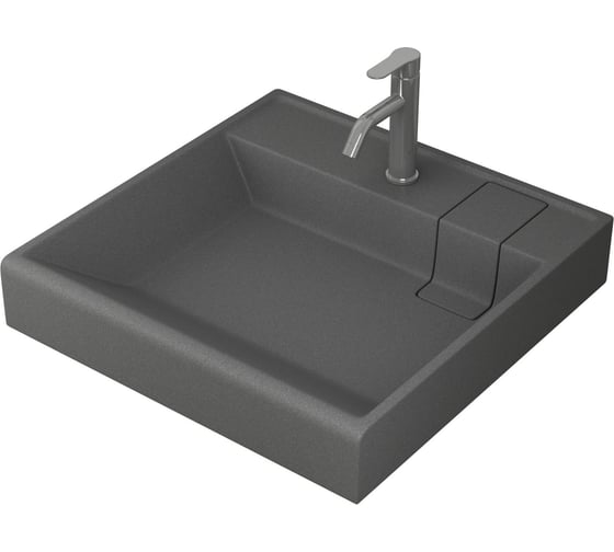 Изображение товара Комплект Bauedge BAU 4 в 1: раковина над стиральной машиной BAU Stil кварцевая, серый металлик, кронштейны, выпуск и смеситель Dream, нержавеющая сталь XMY0039