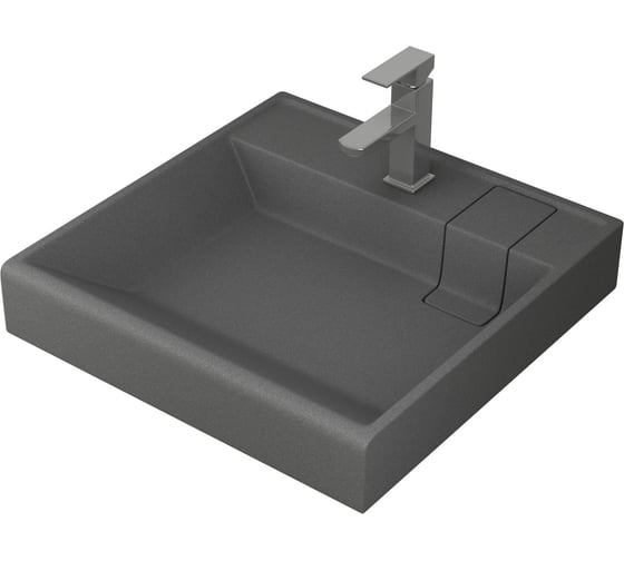 Изображение товара Комплект Bauedge BAU 4 в 1: раковина над стиральной машиной BAU Stil кварцевая, серый металлик, кронштейны, выпуск и смеситель Hotel Still, нержавеющая сталь XMY0079