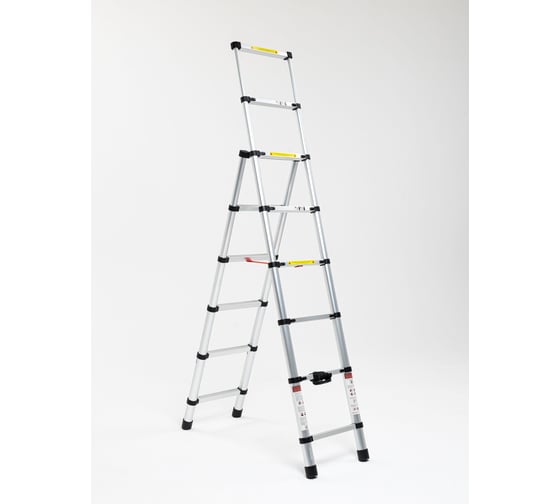 Изображение товара Лестница стремянка телескопическая WORKY 7+5 ступеней 2,0м + 1,4м ARD259941