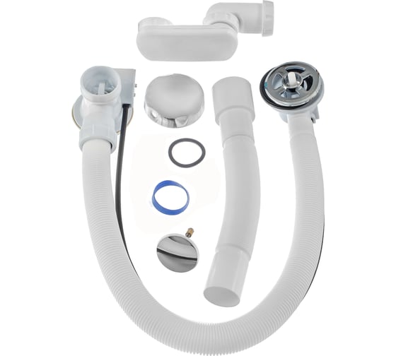 Изображение товара Сифон для ванны Bauedge автоматический регулируемый с нержавеющей чашкой 70 мм BAU Dream, 1 ", D 40, L500 мм с гофрированной трубой 40-40/ 50 L600 мм WR0016