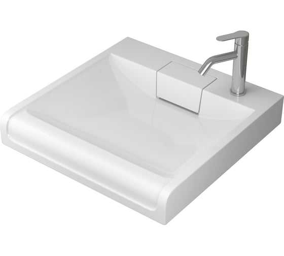 Изображение товара Комплект Bauedge BAU 4 в 1: раковина над стиральной машиной BAU Cerama 60х60 литьевой мрамор, кронштейны, сифон и смеситель Dream, нержавеющая сталь XMY0032