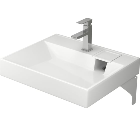 Изображение товара Комплект Bauedge BAU 4 в 1: раковина над стиральной машиной BAU Cerama 60х50, литьевой мрамор, кронштейны, выпуск и смеситель Hotel Still, нержавеющая сталь XMY0123