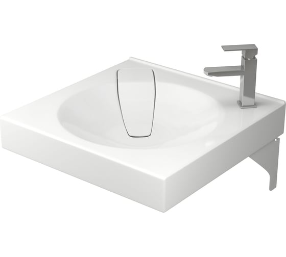 Изображение товара Комплект Bauedge BAU 4 в 1: раковина над стиральной машиной BAU Element 60х60, литьевой мрамор, кронштейны, выпуск и смеситель Hotel Still, нержавеющая сталь XMY0122