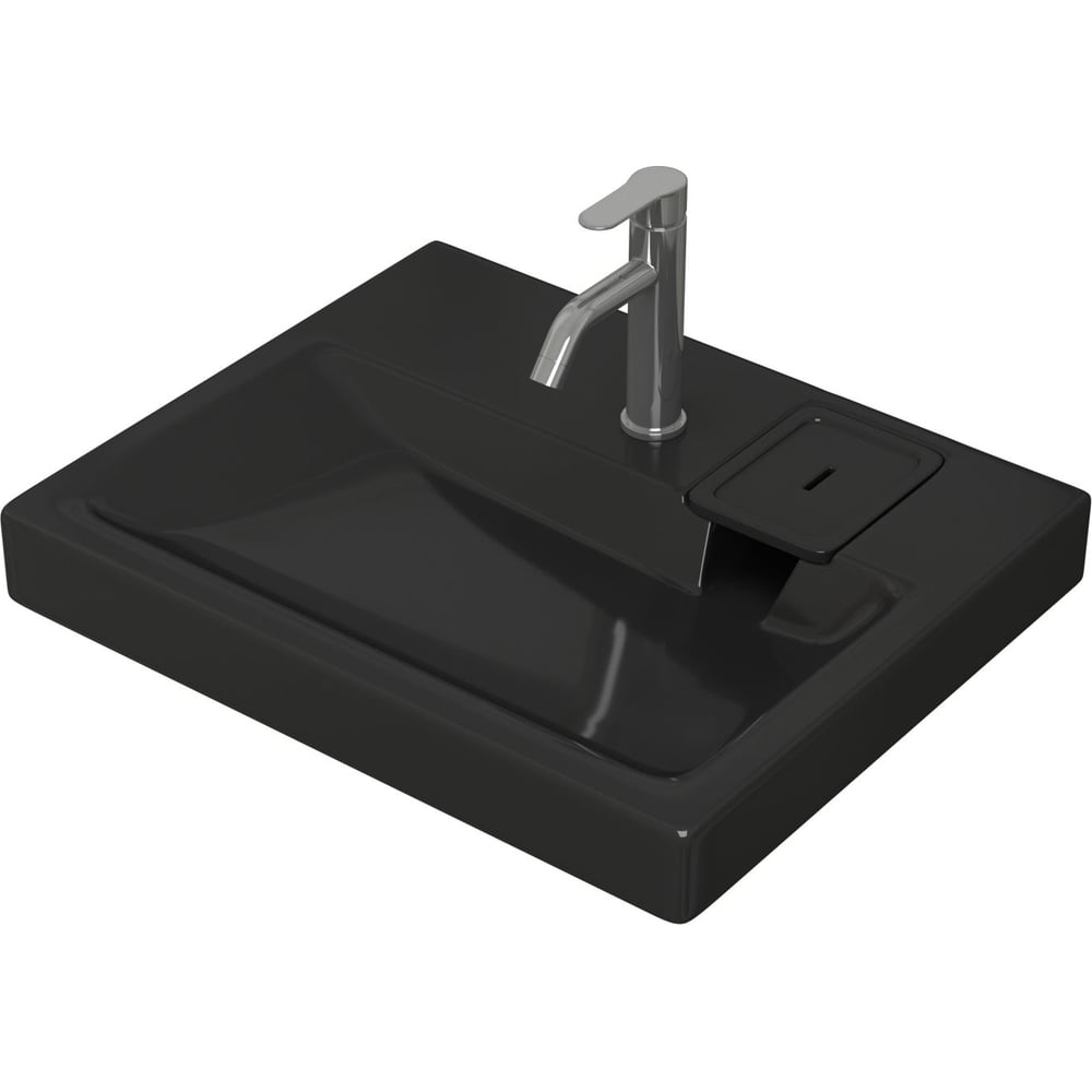 Изображение товара Комплект Bauedge BAU 4 в 1: раковина над стиральной машиной BAU Hotel 60х50 литьевой мрамор цвет антрацит, кронштейны, сифон и смеситель Dream, нержавеющая сталь XMY0024