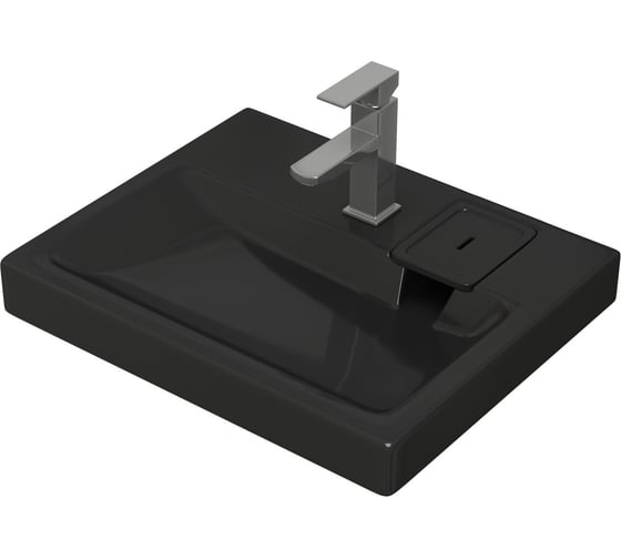 Изображение товара Комплект Bauedge BAU 4 в 1: раковина над стиральной машиной BAU Hotel 60х50 литьевой мрамор цвет антрацит, кронштейны, сифон и смеситель Hotel Still, нержавеющая сталь XMY0064