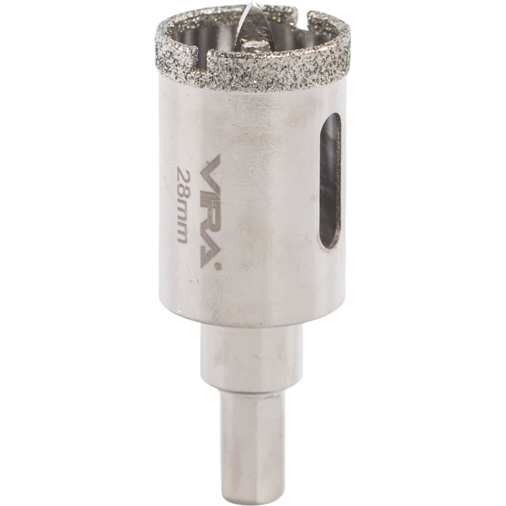 Изображение товара Коронка алмазная VIRA по керамике 28 мм, трехгранный хвостовик, сверление стекла и керамогранита