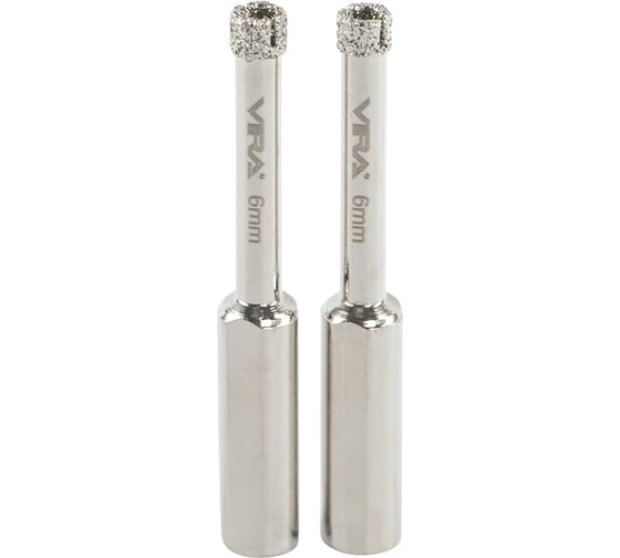 Изображение товара Коронка алмазная VIRA по керамике 6 мм, 2 шт, трехгранный хвостовик 559537