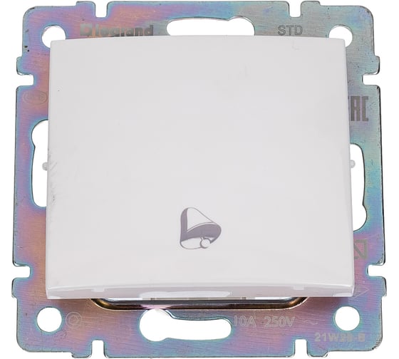 Изображение товара Выключатель кнопочный одноклавишный Legrand с символом звонка - Valena - 10А 250В схема 1P безвинтовые зажимы - белый 774216