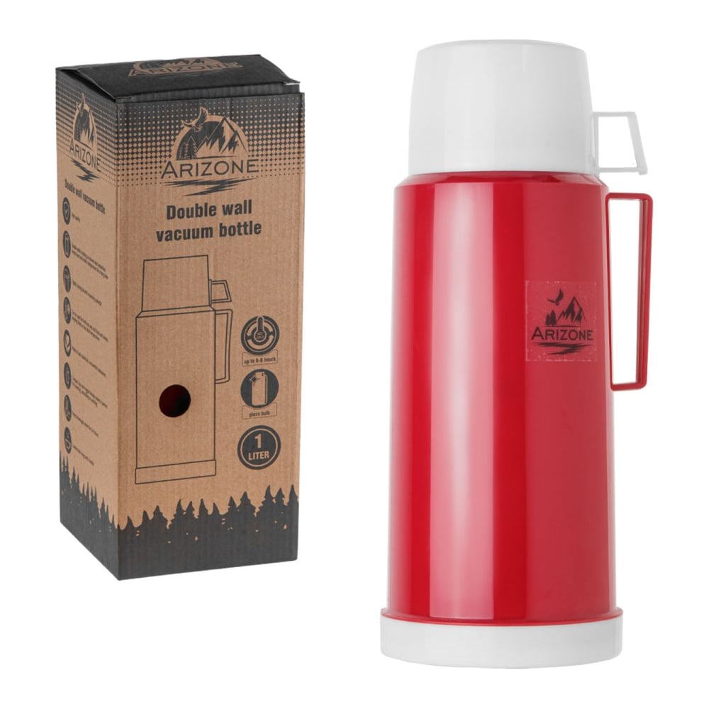 Изображение товара Термос-кофейник Arizone 1л бордовый вакуумный крышка-чашка