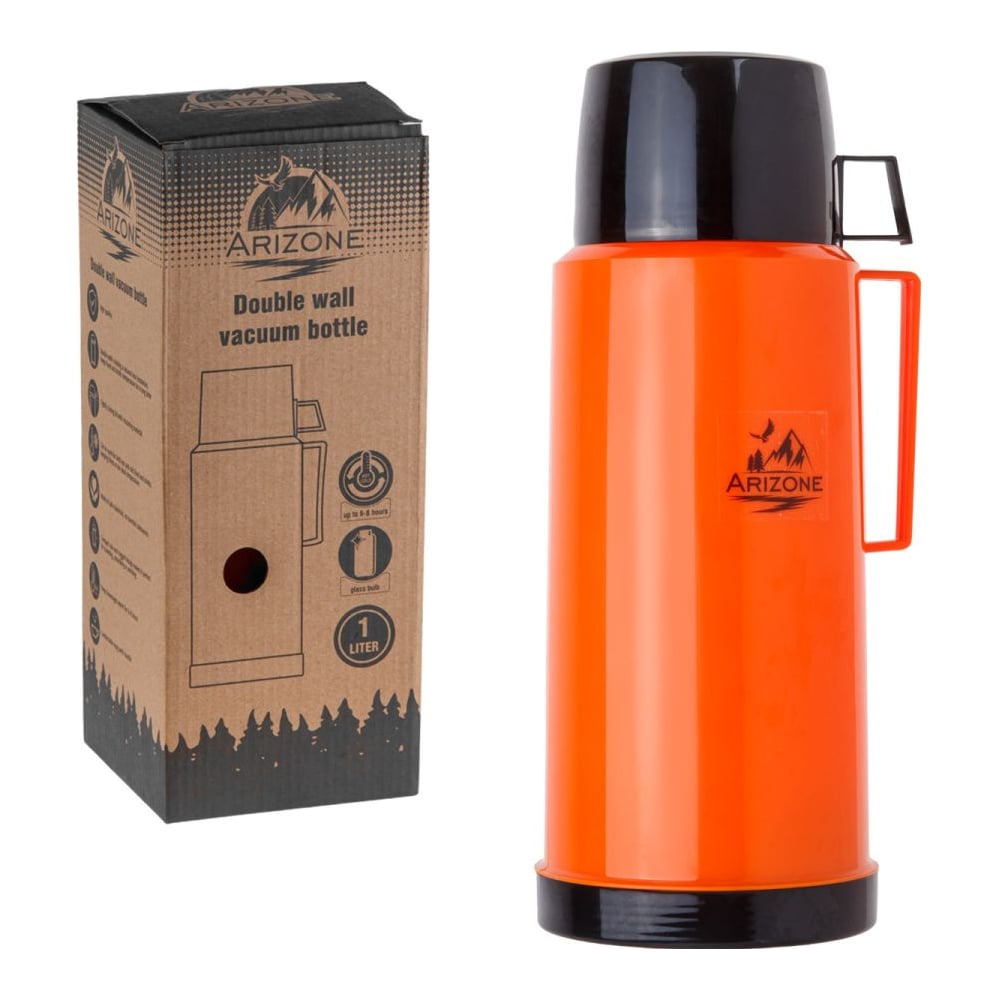 Изображение товара Термос Arizone 1L оранжевый с крышкой-чашкой, пластик и стекло