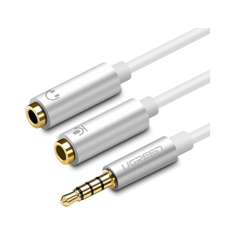 Изображение товара Разветлитель для гарнитуры Ugreen AV141 3.5mm 2-х разъемный белый