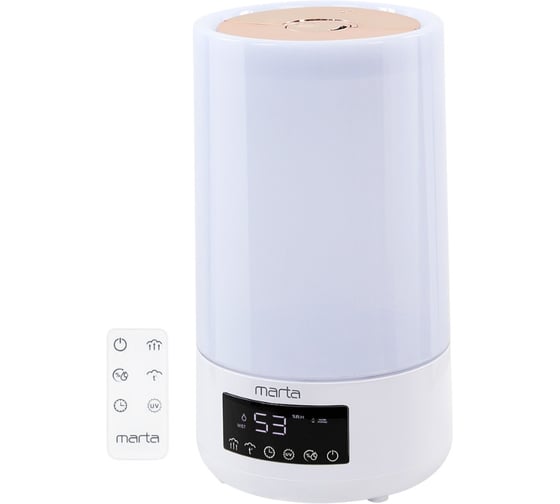 Изображение товара Увлажнитель воздуха MARTA MT-2698 белый/медный хром с верхним заливом, УФ-лампой и теплым паром 43826
