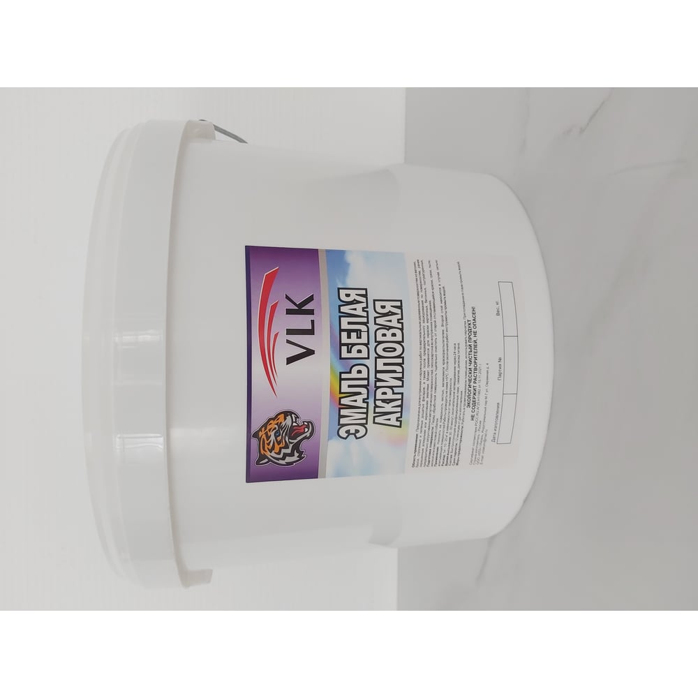 Изображение товара Эмаль акриловая белая полуглянцевая Volakom 10 кг для внутренних и наружных работ