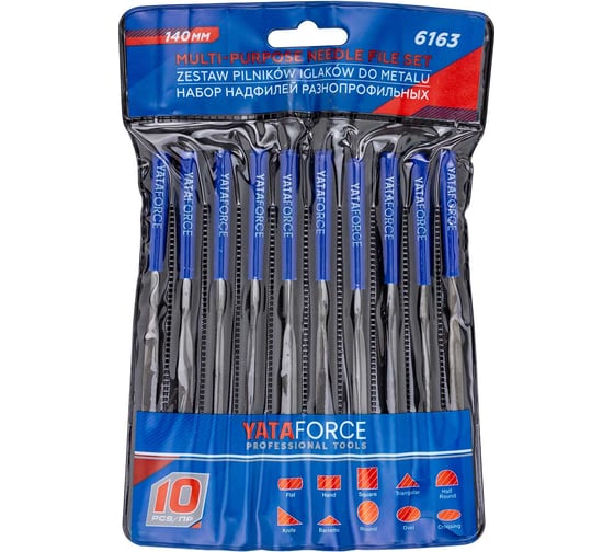 Изображение товара Набор разнопрофильных надфилей YATAFORCE 140 мм, 10 предметов YF-6163(60879)