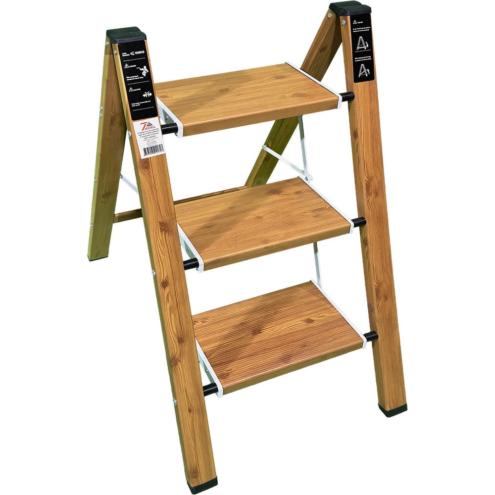 Изображение товара Алюминиевая стремянка SevenBerg Milano 3 с широкими ступенями, 2.67 м