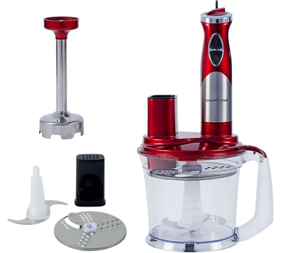 Изображение товара Многофункциональный погружной блендер Galaxy LINE GL 2106, красный с серебристым, погружной, 1000 Вт 7020521060