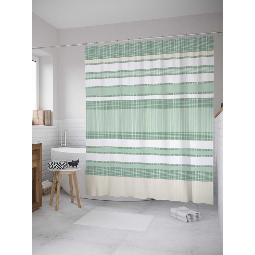 Изображение товара Штора для ванной JoyArty Полосы на полотенце 180х200 см сатен с крючками