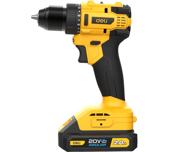 Изображение товара Дрель-шуруповерт аккумуляторная DELI DC120 (2 акб, 20В х 2Ач, ЗУ, 45Нм, сумка) 162757