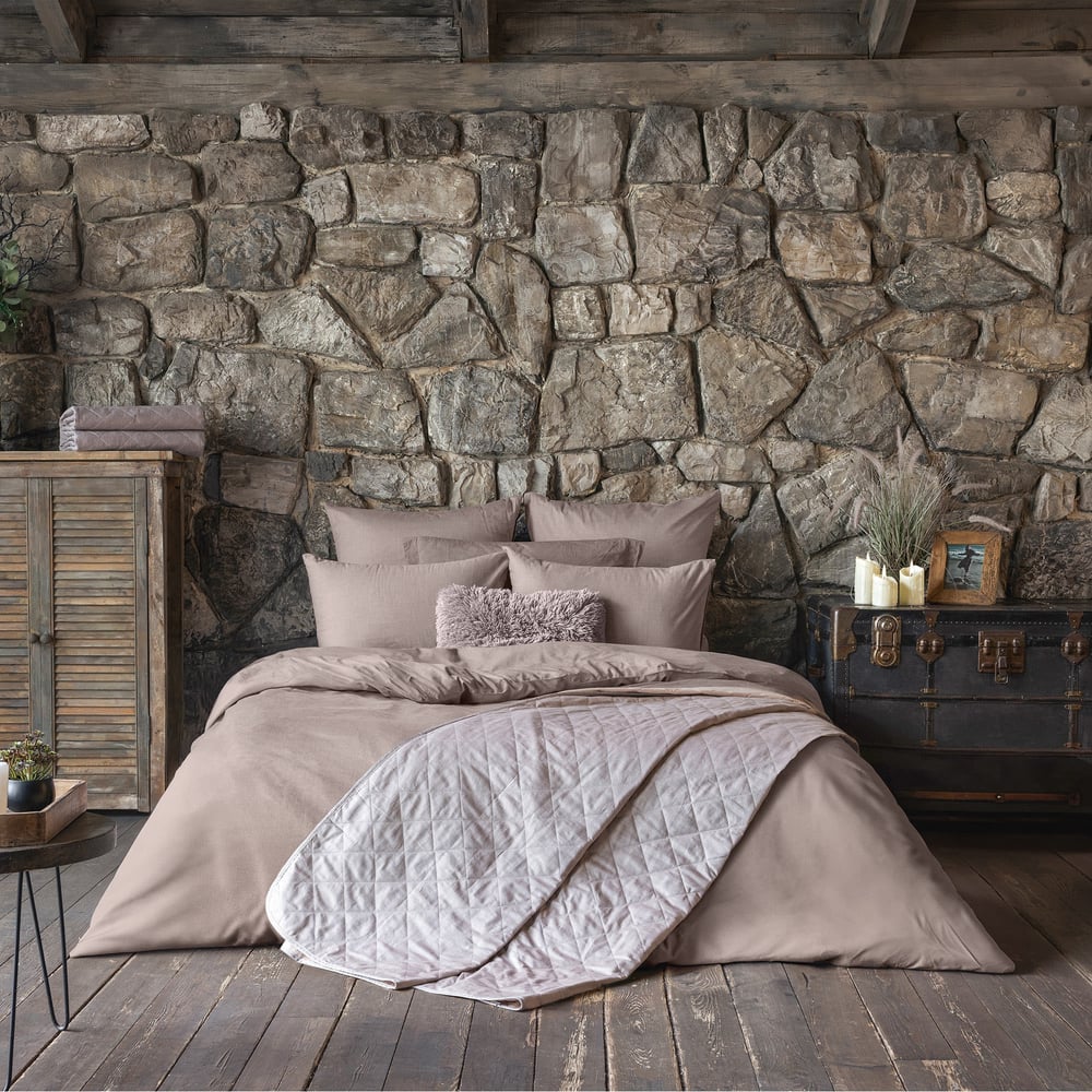 Изображение товара Покрывало Verossa двустороннее стеганое 220x240 см серебряный/пралине