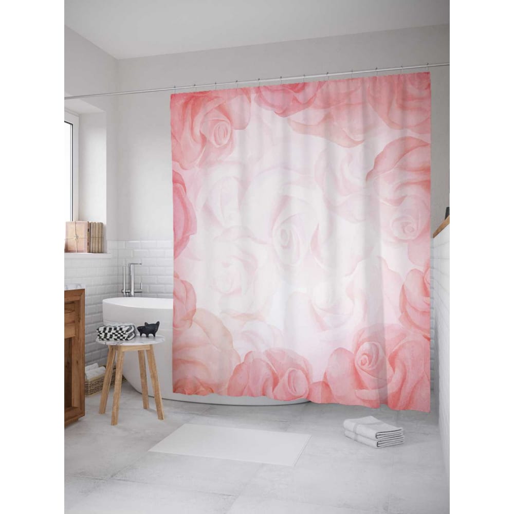Штора-занавеска для ванной JOYARTY косметичка 22х14х12 см бледно розовый