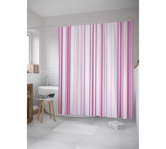 Изображение товара Штора (занавеска) для ванной JoyArty из сатена, 180х200 см с крючками sc_35528