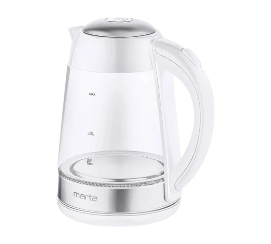 Изображение товара Чайник стеклянный MARTA MT-4605 белый жемчуг 39273